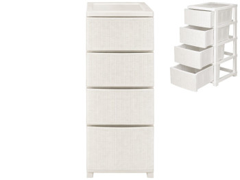 Комод R-Plastic Ротанг, 4 ящики, пластик, 35х45х86см, колір білий