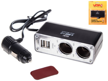 Удлинитель прикуривателя, 2 выхода, 2 USB (1000 mA), предохранитель (WF-0030)