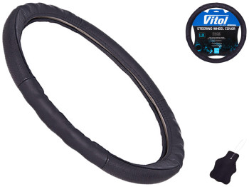 Чехол для руля B 017 XXL (43-46см), белая основа, кожа (цвет черный)