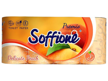 Бумага туалетная Soffione Premio Aroma трехслойная, персиковая (цена за 8 рулонов)