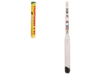 Спиртометр бытовой, диапазон измерения 0–96°, стеклянный корпус, 14см, цвет прозрачный