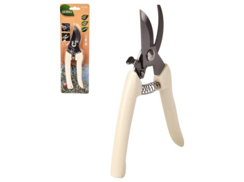 Секатор садовый, металлические лезвия, пружинный механизм, 17,5 см, цвет бежевый