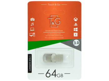 USB флеш-накопитель OTG T'G 2'1 3.0 Type C 64GB Metal 104 Цвет Стальной