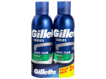 Пена для бритья Gillette Series для чувствительной кожи с алоэ вера, 2х200мл (цена за 2шт)