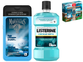 Набор подарочный Le Petit Marseillais Listerine Сила природы для мужчин (гель 250мл+гель 250мл)