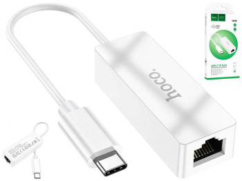 Перехідник Hoco UA22 Type C to Ethernet adapter (100 Mbps), Бiлий