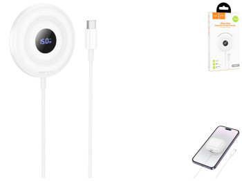 Беспроводное Зарядное Устройство Hoco CW61 Magnetic 15W LED Display Цвет Белый