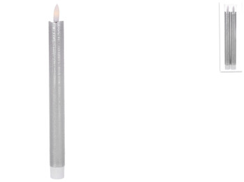 Набор светодиодных столовых свечей, теплый белый свет, цвет - серебро (цена за набор 2шт)