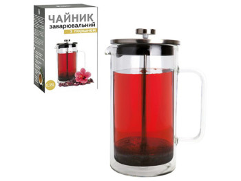 Заварник с поршнем (боросиликатное, упрочненное стекло, с двойной стенкой) 350мл