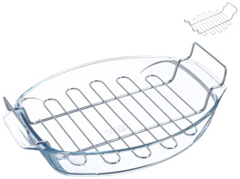 Форма с решёткой Pyrex Let’s Share, овальная, боросиликатное стекло, 4л, 39×27×11см