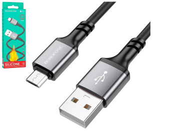 Кабель USB Borofone BX83 Silicone Micro 2.4A, Чорний