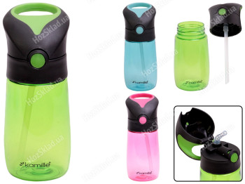 Пляшка дитяча для води Kamille пластикова 350мл (кольори асорті)