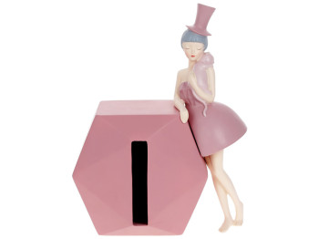 Коробка для салфеток Девочка с кошкой, 30см, цвет - розовый