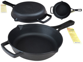 Сковорода чавунна Brizoll Monolith лита ручка 47х29,2х6,8см М2660Р