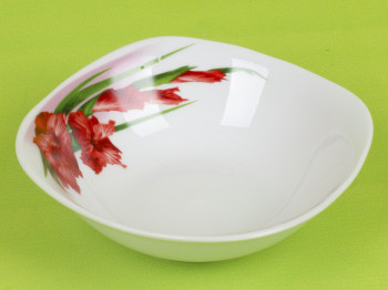 Салатник квадратный "Красный гладиолус" 6.25" 15x15см