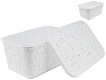 Корзина с крышкой Ажур (цвет - белый) 10л Efe plastics