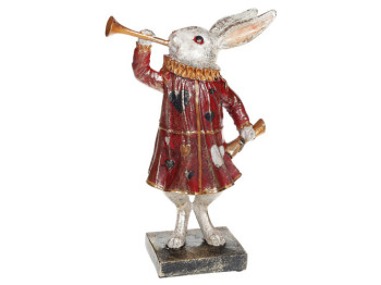 Декоративна фігура Білий кролик, 28см, колір - червоний
