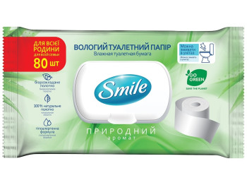 Вологий туалетний папір для дорослих Smile Family, з клапаном, 80шт