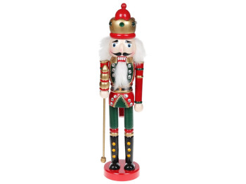 Новогодний декор Щелкунчик, цвет - красный с зелёным, 38см