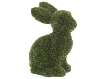 Фигурка декоративная Кролик с флоковым напылением, 15x20см, цвет -зеленый