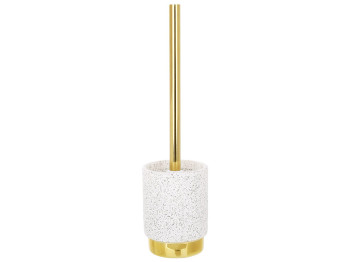 Йоршик для унітазу з підставкою, дизайн - білий граніт із золотом