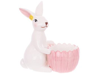 Подставка для яйца керамическая, 13см, цвет – белый с розовым