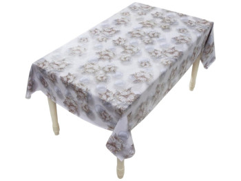 Клеенка Fiesta, на тканевой основе, ПВХ, 1,37×20м, цвет серый с цветочным рисунком (цена за рулон)