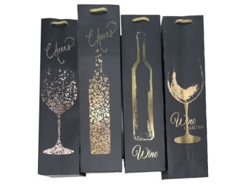 Пакет подарунковий паперовий під пляшку Cheers, 12x36x9см