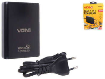 Сетевое зарядное устройство Voin 100W, 2 USB QC3.0 + 2 TYPE C