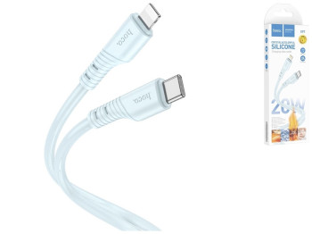 Кабель Hoco X97 Crystal color PD20W Silicone Type C to Lightning, Блакитний