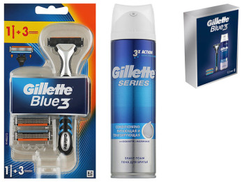 Набор подарочный Gillette Blue3 бритва и 3 смен.кассеты+пена д/бритья Conditioning с какао 250мл