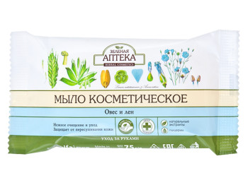 Мыло твердое косметическое Зеленая Аптека Овес и лен 75 г