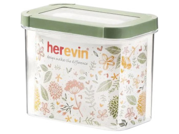 Контейнер Herevin Storage, прямоугольный, пластик, 1,2л, 15,5×9,5×12,7 см, цвет зеленый
