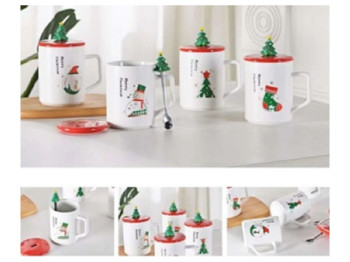 Чашка с крышкой и ложкой Christmas tree, 360мл