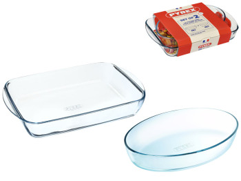 Набор форм стеклянных Pyrex, прямоугольная 35х23см, овальная 30х21см (цена за набор 2шт) 34264700076