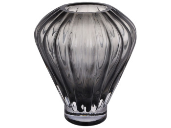 Ваза для цветов стеклянная серая, 16×20см