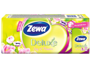 Носові хустинки Zewa Deluxe, білі, 3х шарові (ціна за упаковку 10 пачок по 10 хустинок)