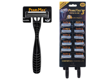 Бритва одноразовая мужская PearlMax Triple Blade с алоэ и витамином E, 3 лезвия (цена за 1 шт)