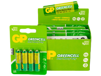 Батарейка сольова GP Greencell, 1.5V, AA, R6P (ціна за упаковку 40шт, 10 аркушів по 4шт)
