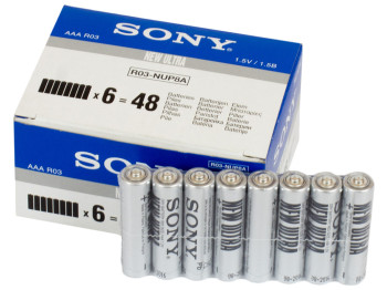 Батарейка солевая Sony New Ultra, 1.5V, AAA, R03 (цена за упаковку 48шт, 6 спаек по 8шт)