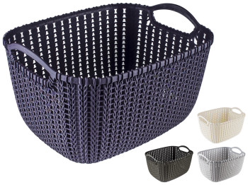 Корзина-плетенка для белья пластиковая (расцветка ассорти) 27х22х15см 85525-S