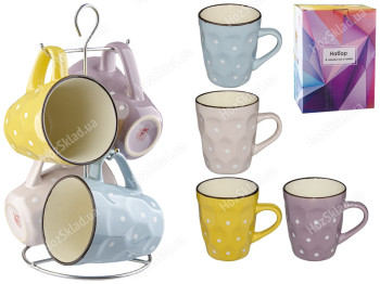 Чашки на стойке Адель-Грани 350мл (цена за набор 5 предметов)