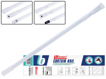 Карниз в ванную Besser раздвижной белый 110-200см
