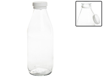 Бутылка стеклянная с силиконовой крышкой 1л