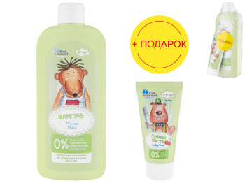 Шампунь дитячий Pink Elephant "Медвежа Міха" 500мл + подарунок зубна паста "Бобер Тема" 50мл