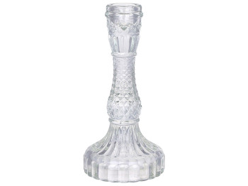 Підсвічник скляний Crystal, прозорий (для тонкої свічки), 11х22см