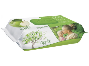 Салфетки влажные детские Sleepy Apple, без спирта, аромат яблоко, с клапаном, 120шт