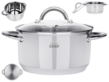 Кастрюля Bravo Chef, с крышкой, 22см, 4,35л, 6900067208705