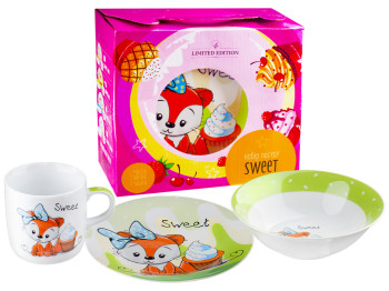 Набір посуду дитячого фарфор. Limited Edition "Sweet fox" 3 предмети (чашка, тарілка, супник) 04294