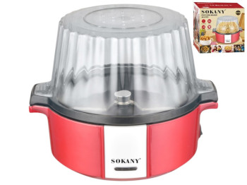 Апарат для попкорну Sokany, 700Вт, настільний, антипригарне покриття, 3,6л, колір червоний